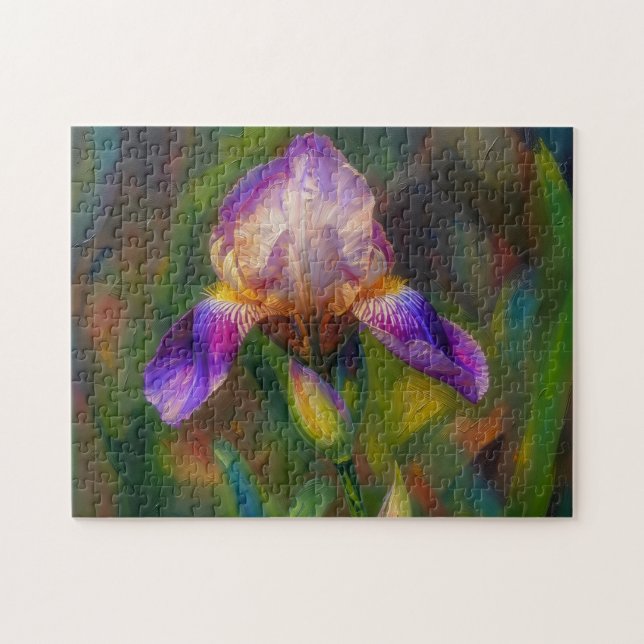 Arte Floral de Íris Roxa Quebra-Cabeça de Jardim (Horizontal)