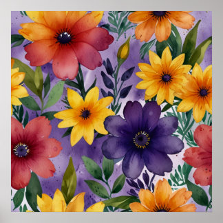 Arte Floral Elegante em Impressão de Parede
