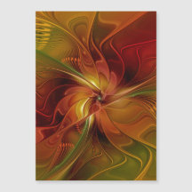Arte Floral Fractal Abstrata Vermelha Laranja Marr