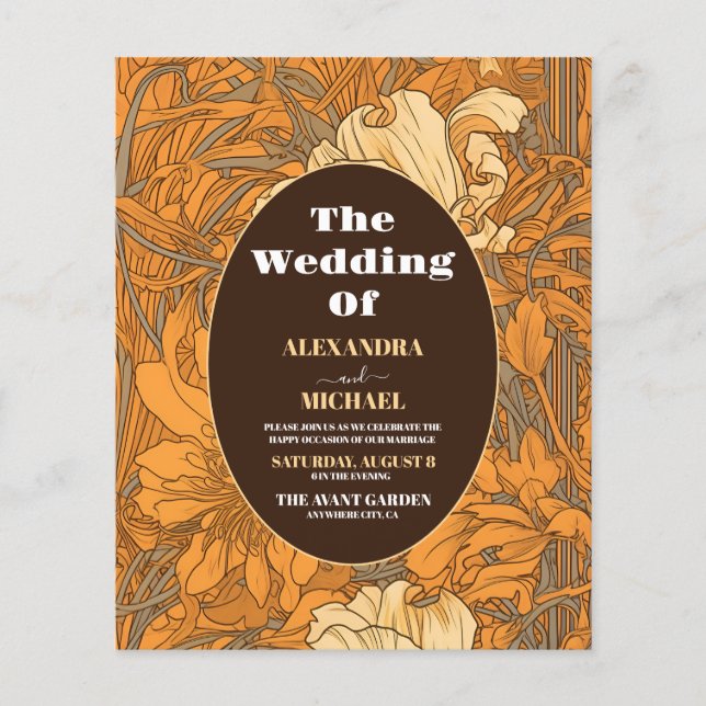 Arte Floral Laranja Queimada Nouveau Casamento (Frente)