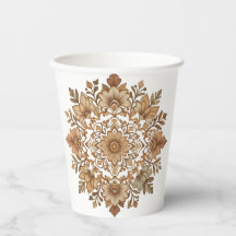Arte Floral Mandala Intrincada em Tons Marrons