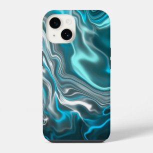 Arte Fluida de Mármore Preto e Azul  