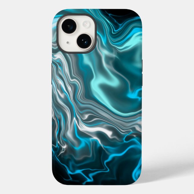 Arte Fluida Marble Preta e Azul (Verso)