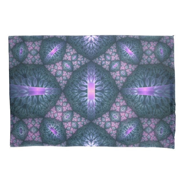 Arte fractal 3D abstrato padrão azul roxo rosa (Frente)