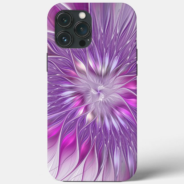 Arte fractal abstrata da paixão da flor roxa rosa (Verso)
