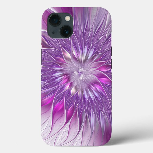 Arte fractal abstrata de flor roxa rosa paixão (Verso)
