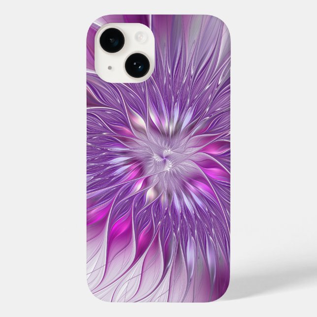 Arte Fractal Abstrata Paixão Flor Roxa Rosa (Verso)