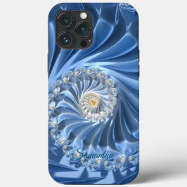 Arte Fractal Abstrato Azul e Chic com Nome