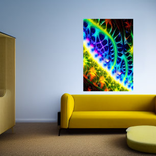 Arte fractal abstrato colorida AI Art Poster