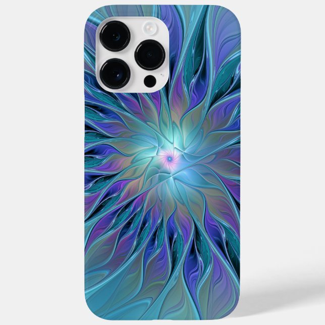 Arte Fractal Abstrato de Sonho Roxo Azul (Verso)