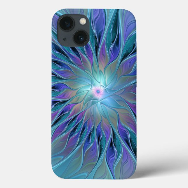 Arte Fractal Abstrato de Sonho Roxo Azul (Verso)