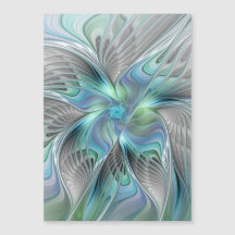 Arte fractal de fantasia de borboleta azul verde a