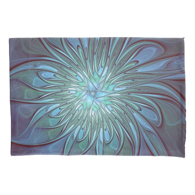 Arte fractal de flor azul moderna abstrata e trend (Frente)