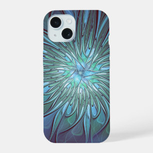 Arte fractal de flor azul moderna abstrata e trend