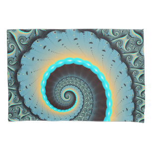 Arte Fractal Espiral Azul Turquesa Abstrato Laranj