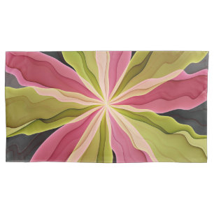 Arte Fractal Flor Fantasia Antracito Verde Rosa
