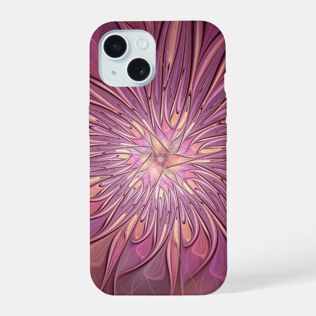 Arte fractal floral moderna abstrata cores de baga (Verso)