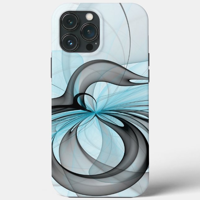 Arte Fractal Moderna Abstrata Antracite Cinza Azul (Verso)