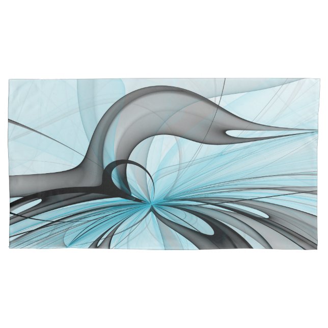 Arte Fractal Moderna Abstrata Antracite Cinza Azul (Frente)