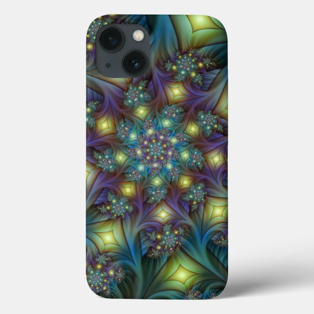Arte Fractal Roxa Roxa Abstrato brilhante iluminad (Verso)
