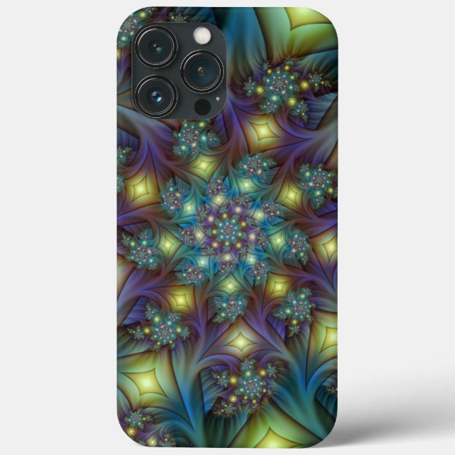 Arte Fractal Roxa Roxa Abstrato brilhante iluminad (Verso)