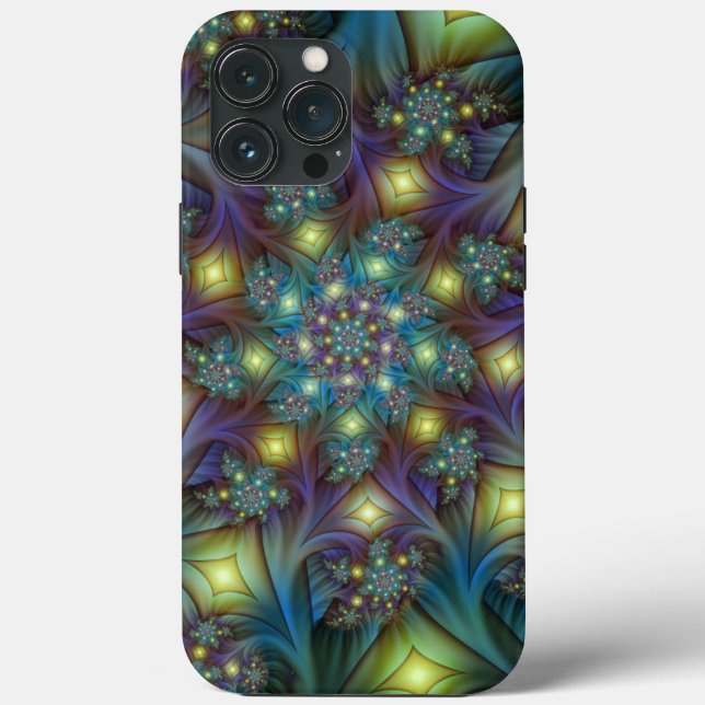 Arte Fractal Roxa Roxa Abstrato brilhante iluminad (Verso)