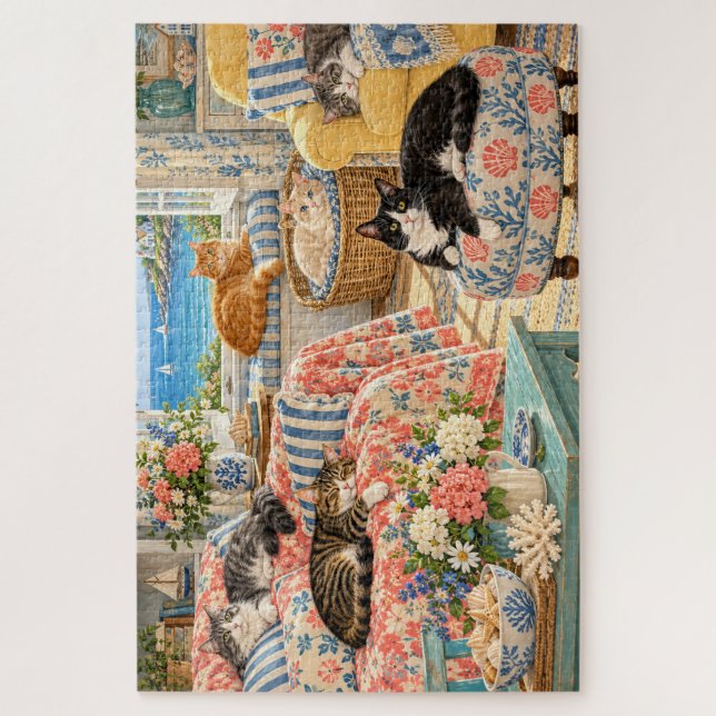 arte gatos quebra-cabeça 1000 peças (Vertical)