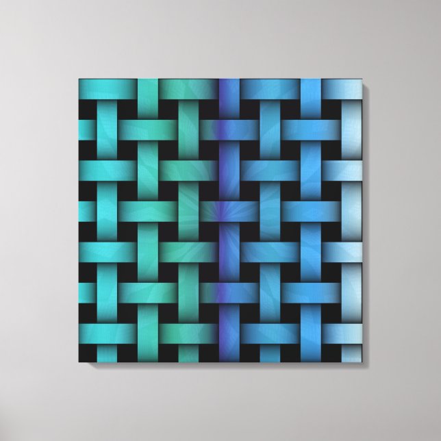 Arte Geométrica com Canvas de Padrão de Onda Azul  (Frente)