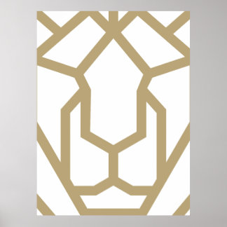 arte geométrica de abstrato de leões, Poster moder