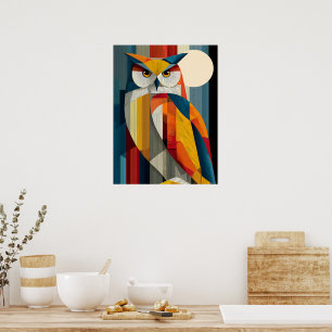 Arte Geométrica de Coruja em Poster Abstrato Col