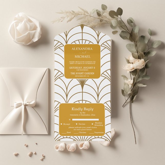 Arte Geométrica Deco Dourado Casamento Gatsby Bran (Criador carregado)