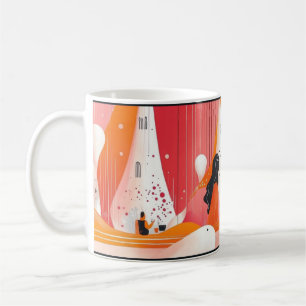 Arte geométrica em arco. Caneca de café retrô vint