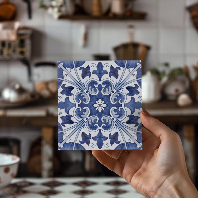 Arte Geométrica em Azulejos de Lisboa Azul e Branc (Portuguese Tiles, Blue and White Decor, Lisbon Tile,
Mediterranean Decor,
Ceramic Coasters, Azulejo)