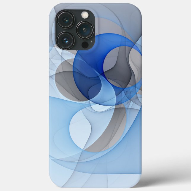 Arte Gráfico Fractal Abstrato Azul Cinza Moderno (Verso)
