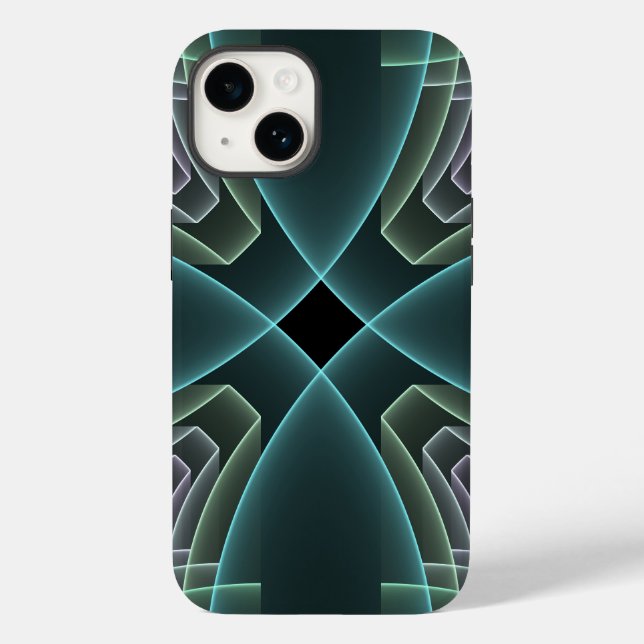 Arte Gráfico Geométrico Fractal Azul Moderno (Verso)