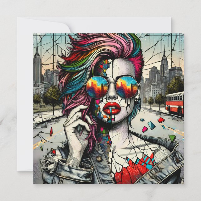 Arte Grunge | Mulher Abstrata Fragmentada (Frente)