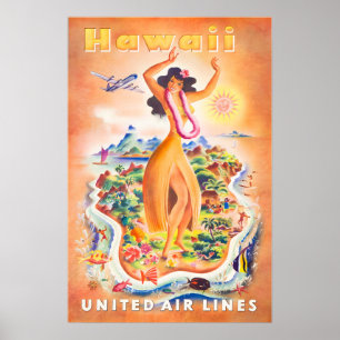 Arte Havaiano Impressão Havaí Cartaz de Viagens Un