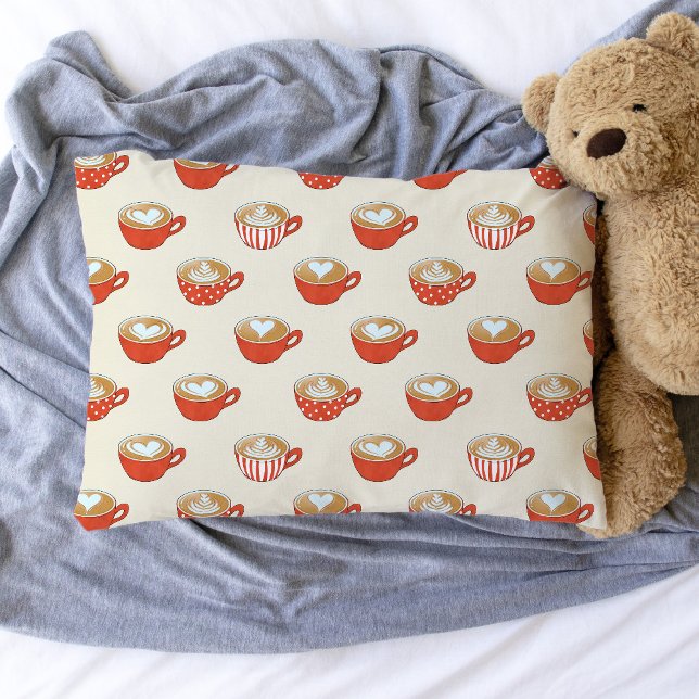Arte Látea no Padrão Vermelho de Lágrimas de Café (Red Mug Latte Art Pillowcase)