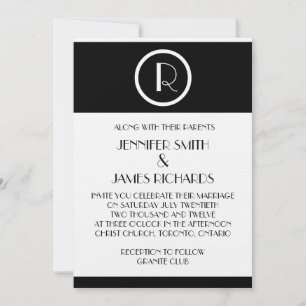 Arte Legista Deco Monograma R Convite De Casamento