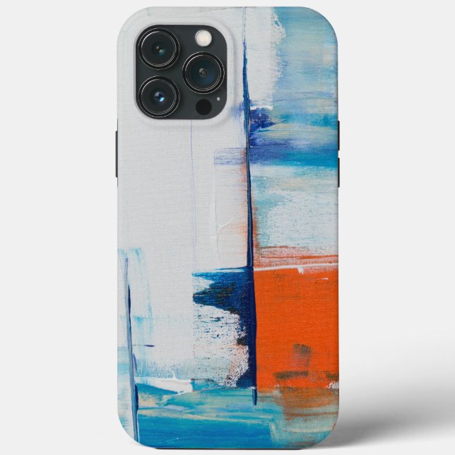 Arte Moderna Azul e Laranja Abstrata (Verso)