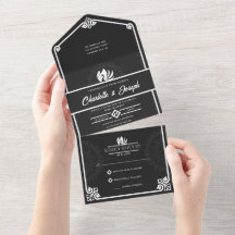 Arte Moderna Deco Swan Casamento Branco e Negro