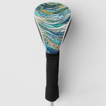 Arte Mosaico Azul Turquesa Mar de Ondas