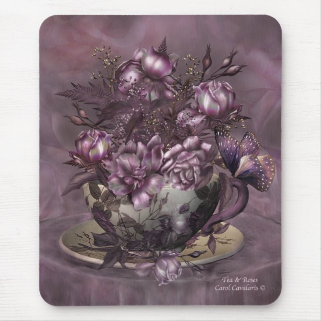 Arte Mousepad do chá & dos rosas (Frente)