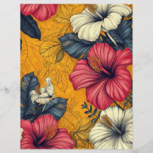 Arte Nouveau Flores Tropicais Vintage Laranja Rosa
