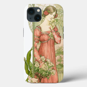 Arte Nova Antiga Senhora da Estufa Elegante 