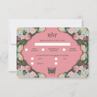 Arte Nova Casamento RSVP Rosa Coral Aquarela