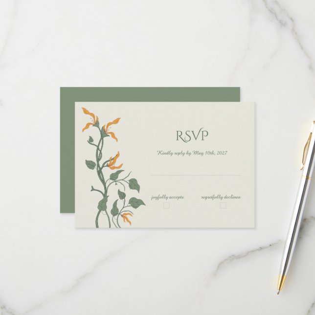 Arte Nova Floral Retro Groovy RSVP (Frente/Verso In Situ)
