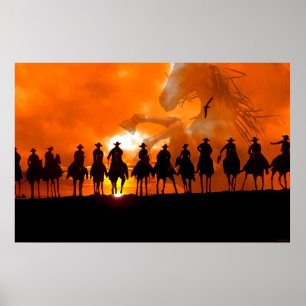 Arte ocidental do poster do cavalo do rodeio do