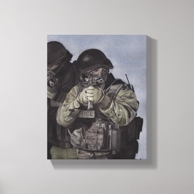 Arte Original da Polícia da Equipe SWAT na Canvas  (Frente)
