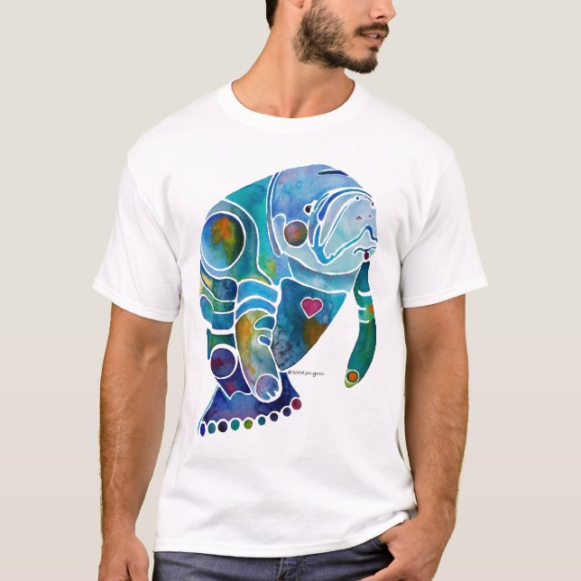 Arte original lunática da camiseta do peixe-boi (Frente)